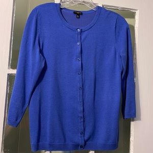 French blue Talbots cardigan, size Medium Petite